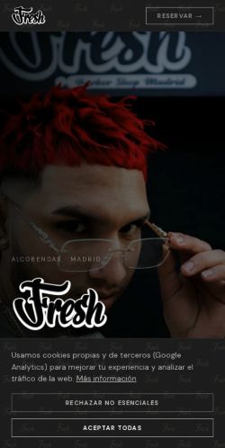 Web de Fresh Barbershop vista en un móvil